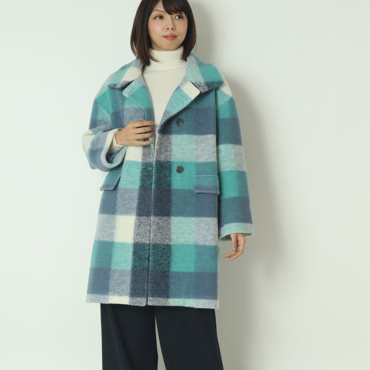 ウールチェックコート  531484