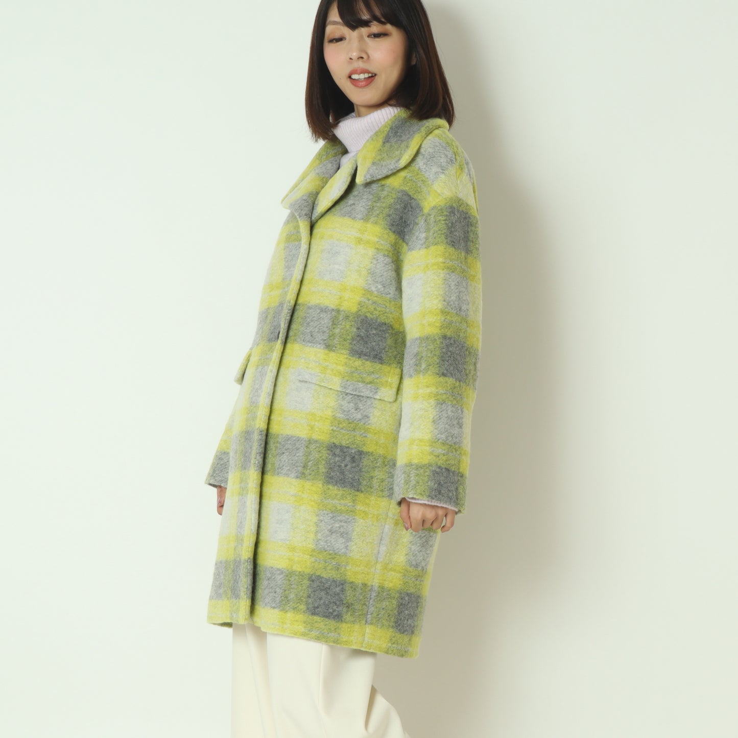 ウールチェックコート  531484