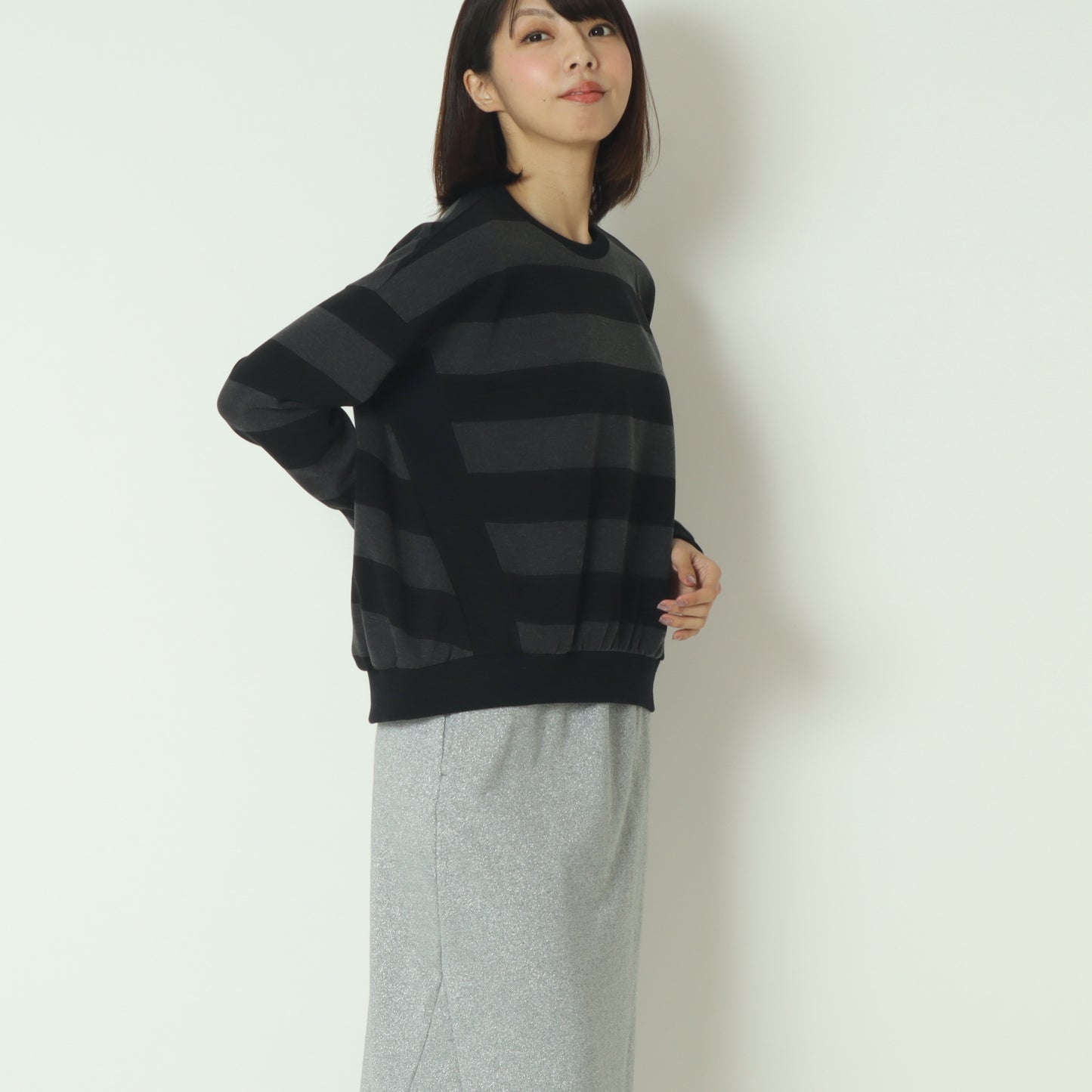 クルーネックボーダーカットソー  532929