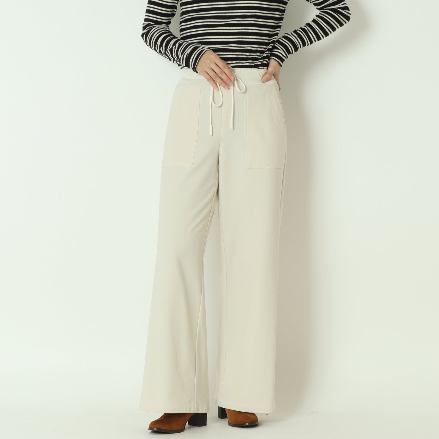 裏起毛ウエストリブワイドパンツ  541601