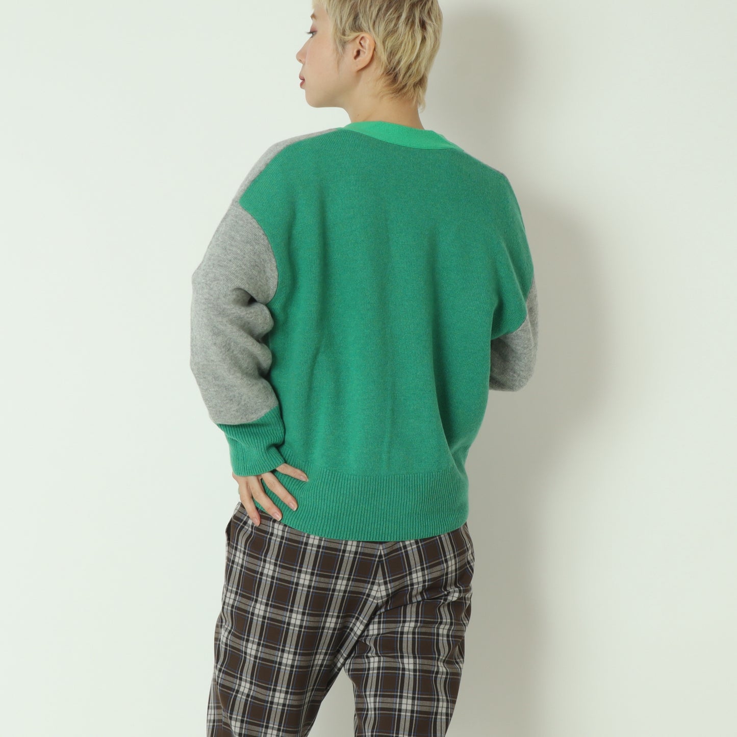 配色リブカーディガン 531974