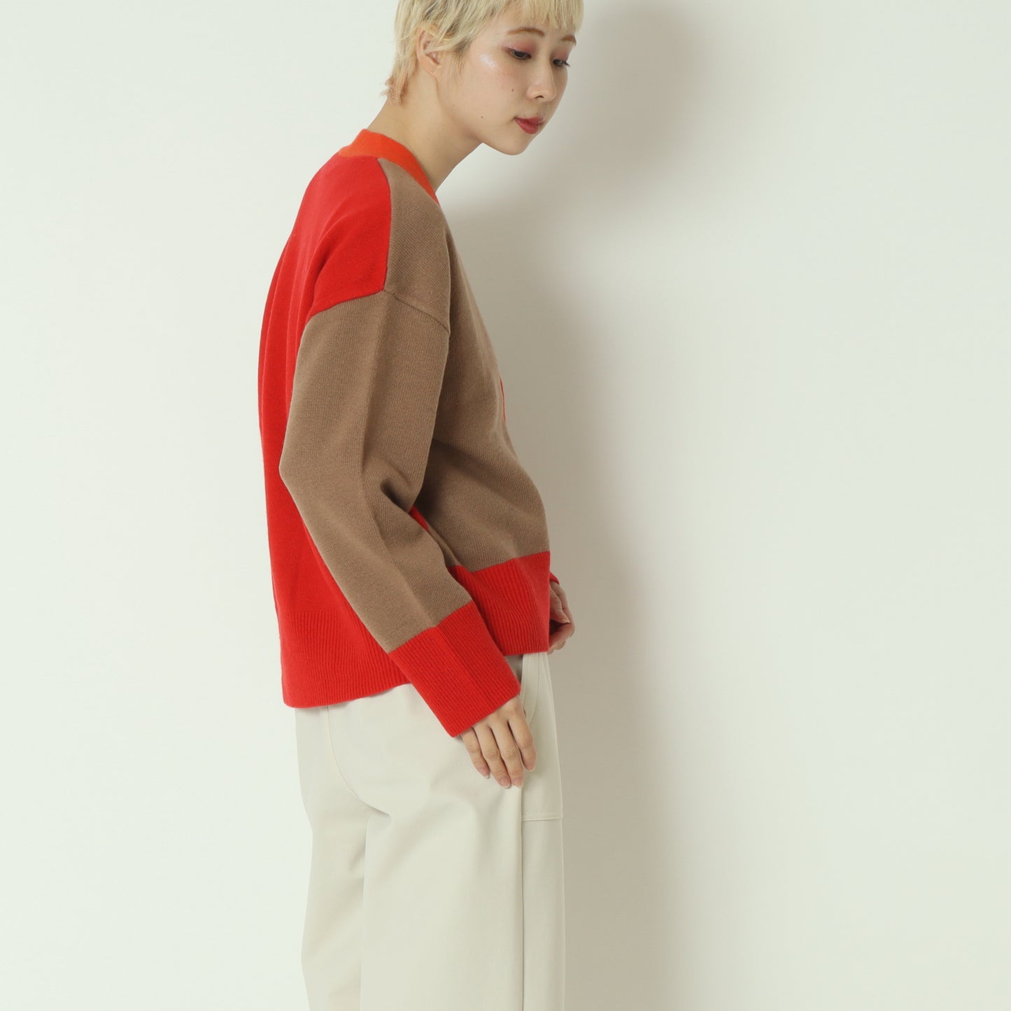 配色リブカーディガン 531974