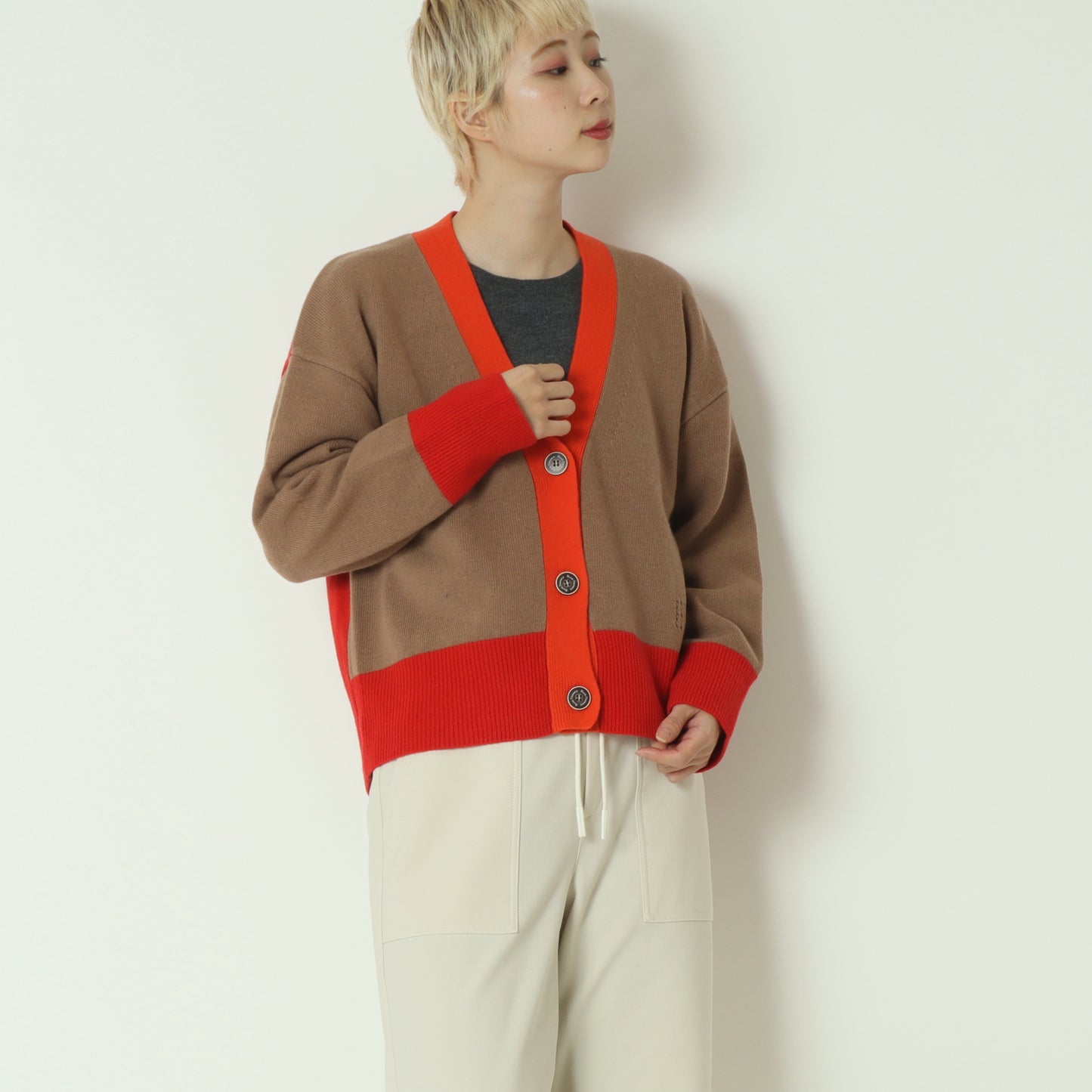 配色リブカーディガン 531974