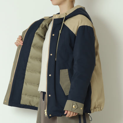 トリカラーフードダウンジャケット 542402