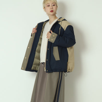 トリカラーフードダウンジャケット 542402