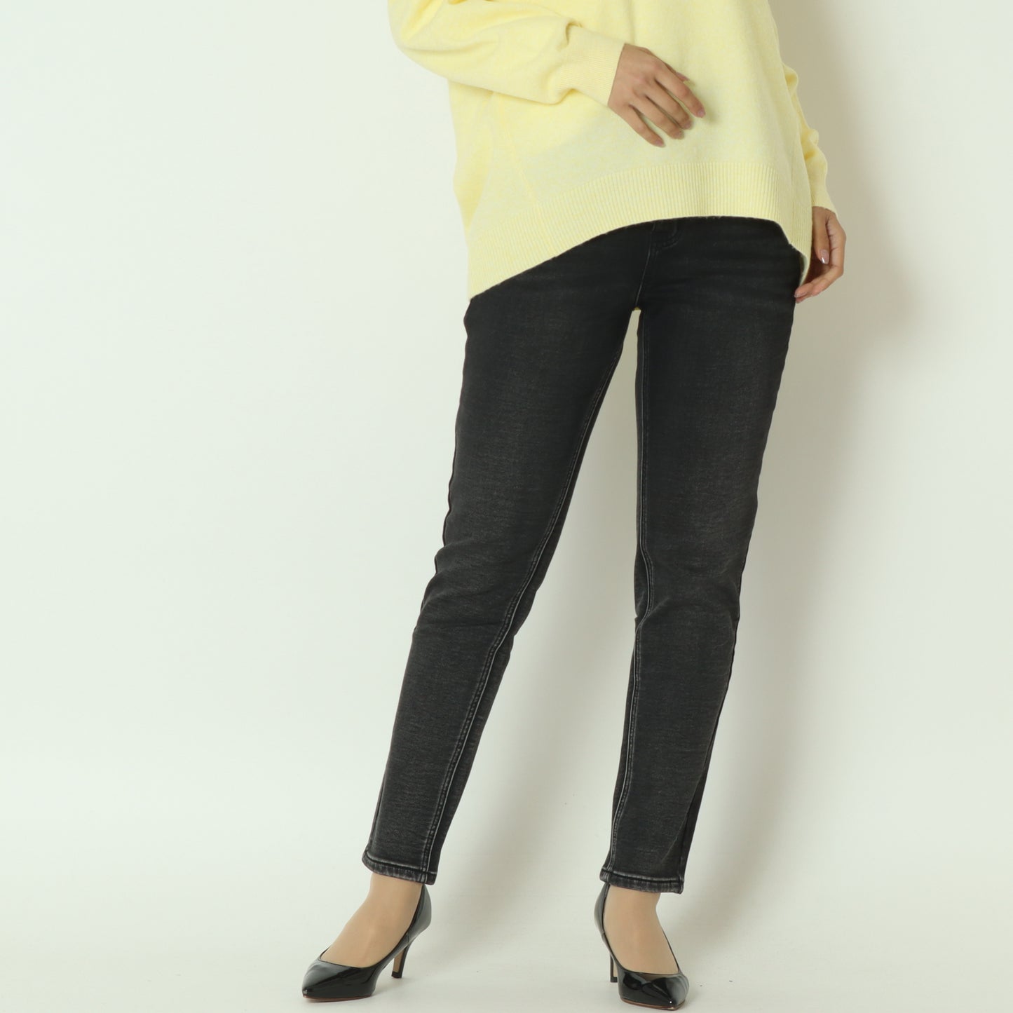 裏起毛ボーイフレンドカットデニム グレー  WKH001