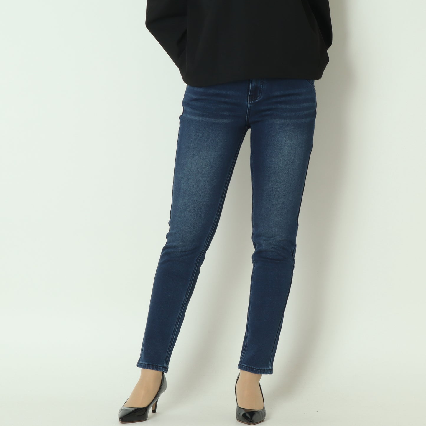 裏起毛ボーイフレンドカットデニム ベーシックブルー WKH002