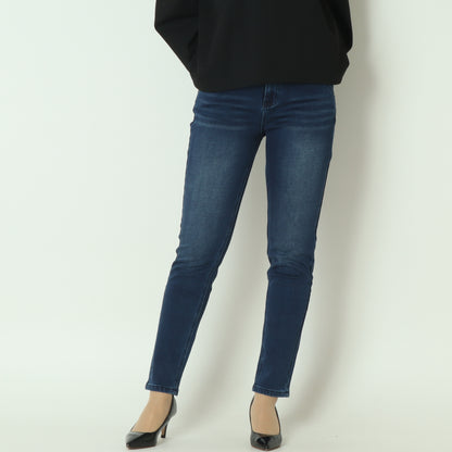 裏起毛ボーイフレンドカットデニム ベーシックブルー WKH002