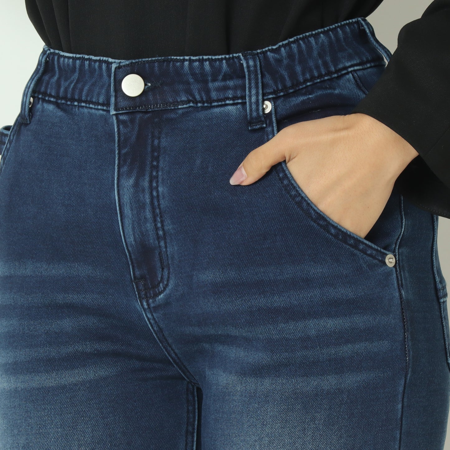 裏起毛ボーイフレンドカットデニム ベーシックブルー WKH002