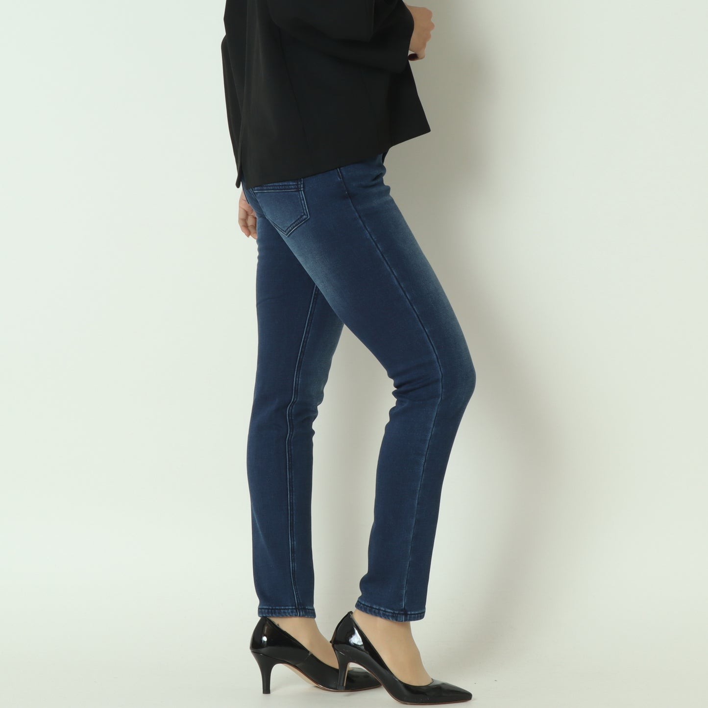 裏起毛ボーイフレンドカットデニム ベーシックブルー WKH002