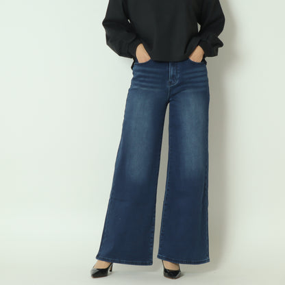 裏起毛ワイドカットデニムベーシックブルー　WKH004