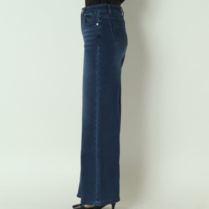 裏起毛ワイドカットデニムベーシックブルー　WKH004