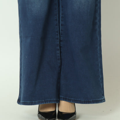 裏起毛ワイドカットデニムベーシックブルー　WKH004