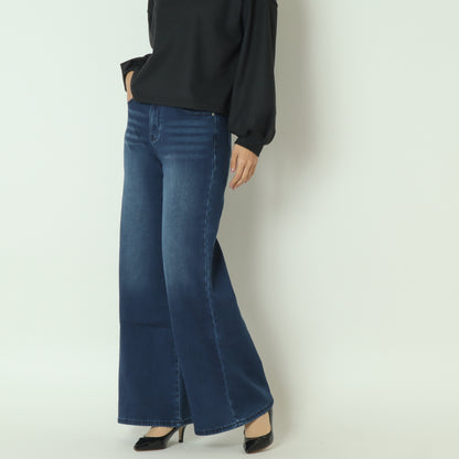 裏起毛ワイドカットデニムベーシックブルー　WKH004