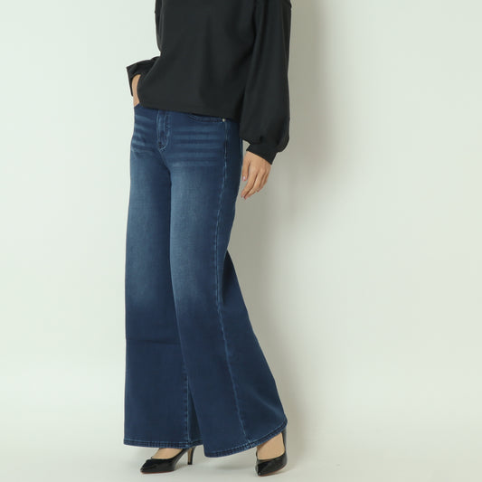 裏起毛ワイドカットデニムベーシックブルー　WKH004