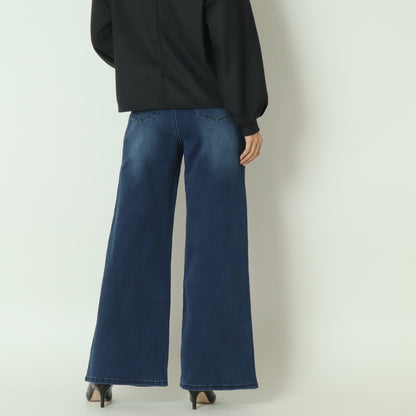 裏起毛ワイドカットデニムベーシックブルー　WKH004