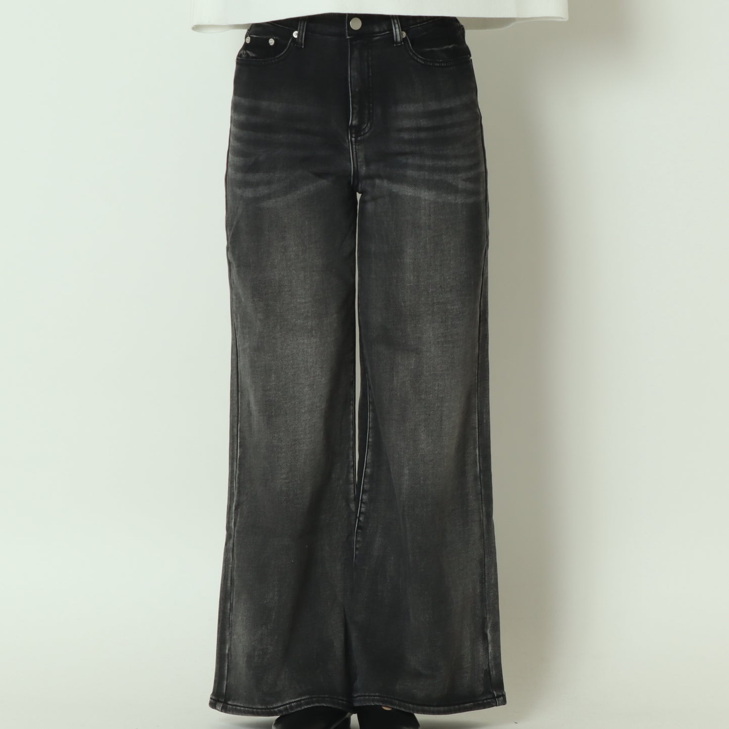 裏起毛ワイドカットデニム グレー  WKH005