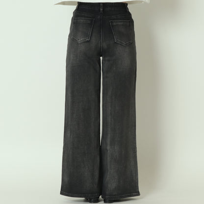 裏起毛ワイドカットデニム グレー  WKH005