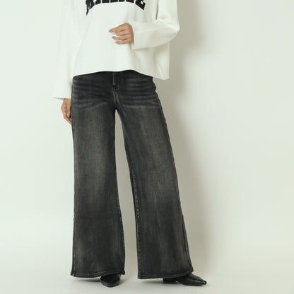 裏起毛ワイドカットデニム グレー  WKH005