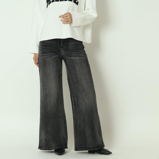 裏起毛ワイドカットデニム グレー  WKH005