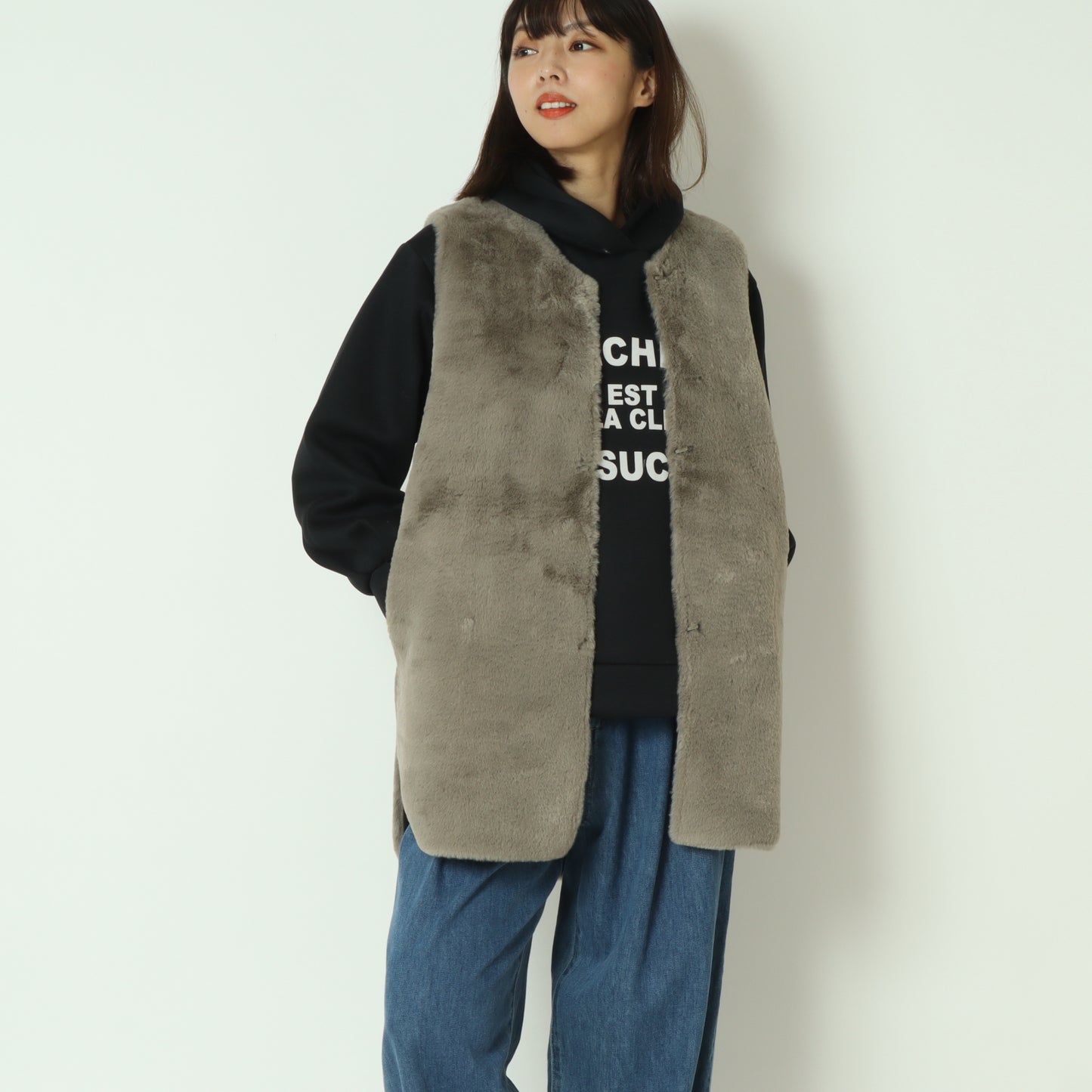 フェイクファームートンミドルジレ  55224501