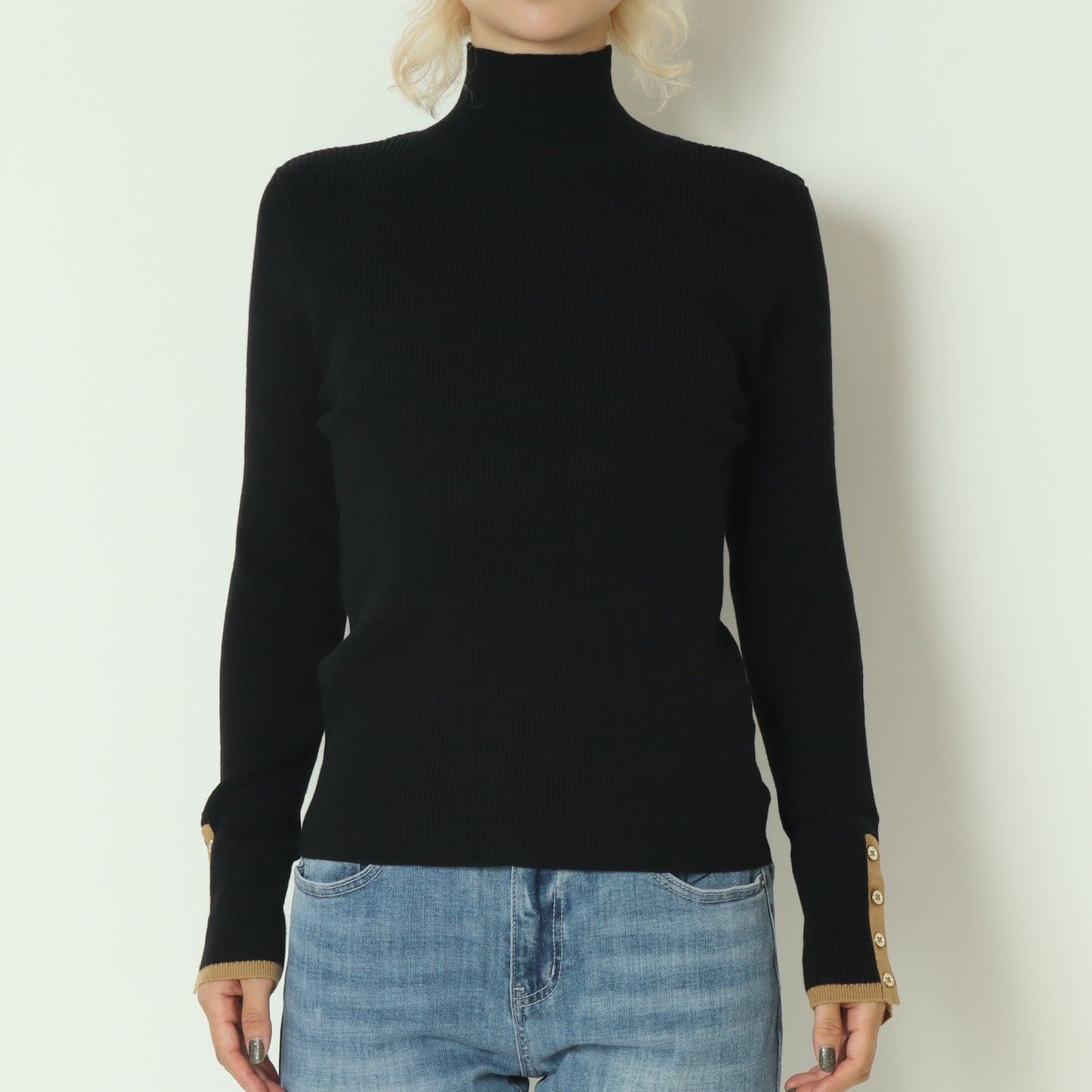 アクセントカラータートルネックニット  55225582