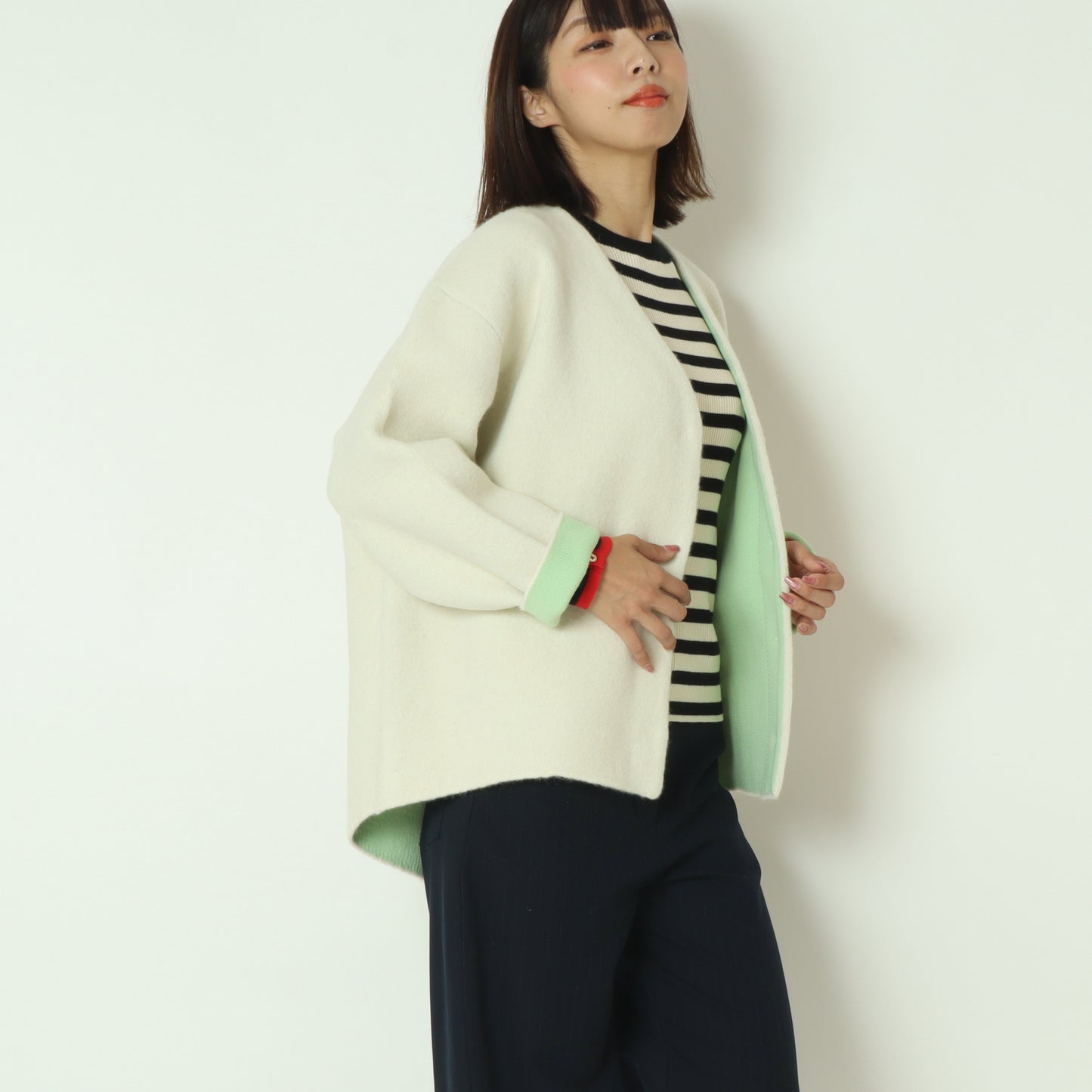 ドット釦Vネックカーディガン  55295006