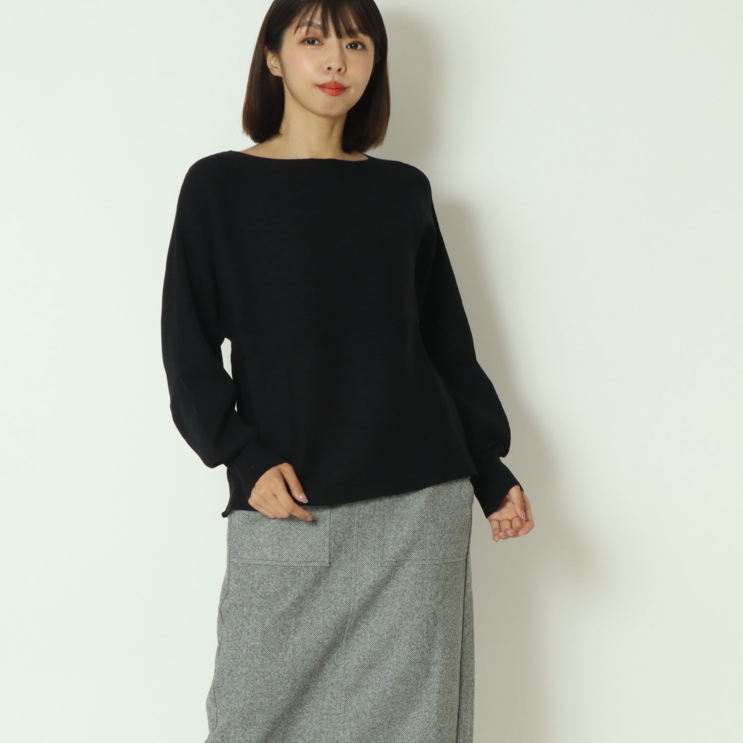 ドルマンスリーブリブ編みニット  55225630