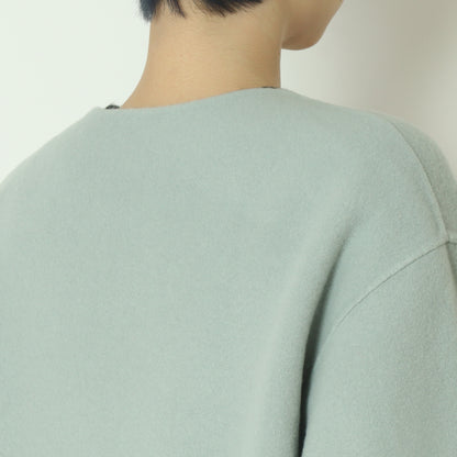 ノーカラーダブルジップロングコート  55224556