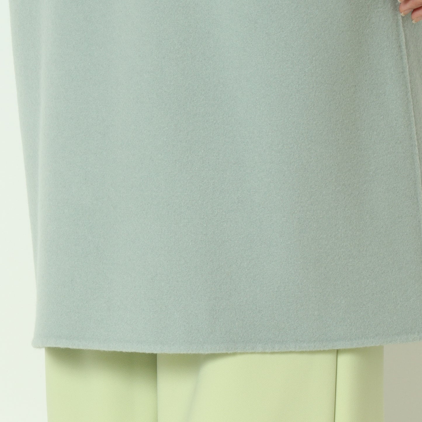 ノーカラーダブルジップロングコート  55224556