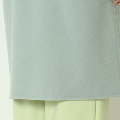 ノーカラーダブルジップロングコート  55224556