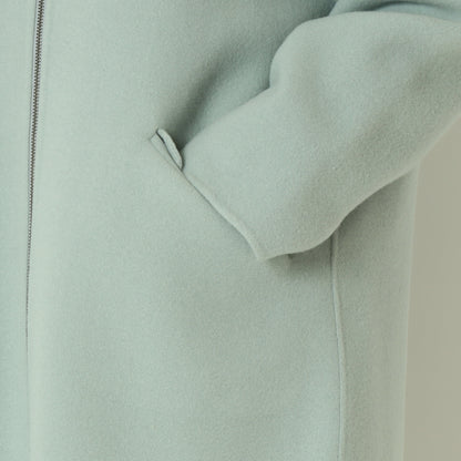 ノーカラーダブルジップロングコート  55224556