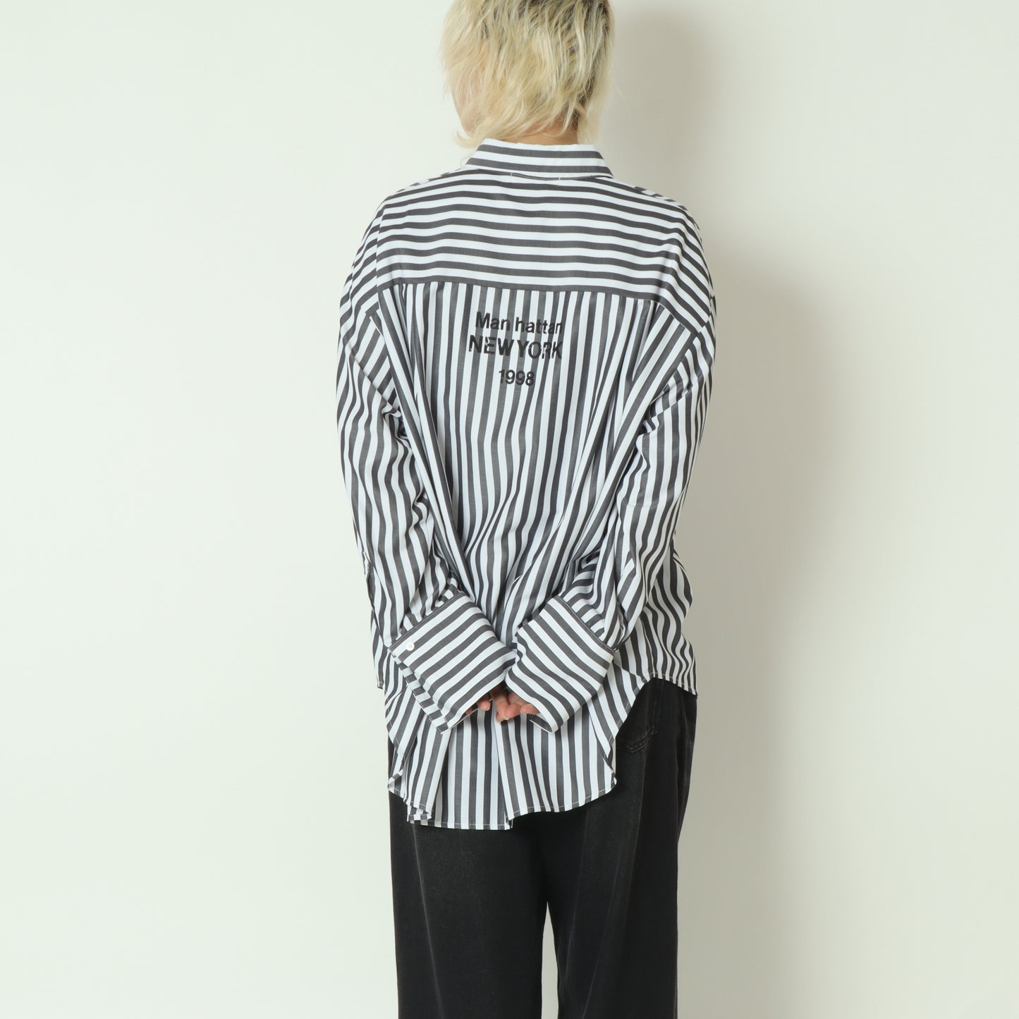 2WAYストライププリントシャツ　1555-218KK