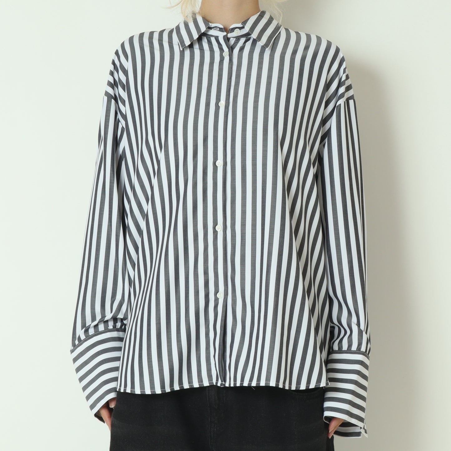 2WAYストライププリントシャツ　1555-218KK