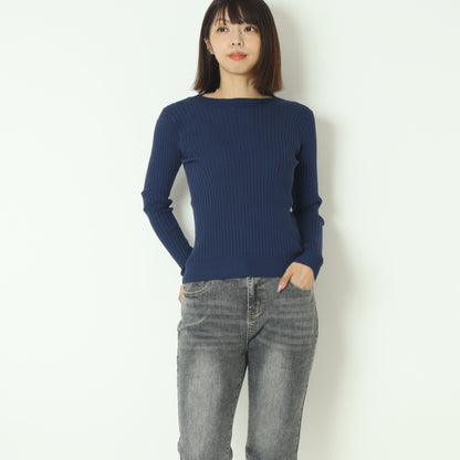 ストレッチリブクルーネックセーター  70534G
