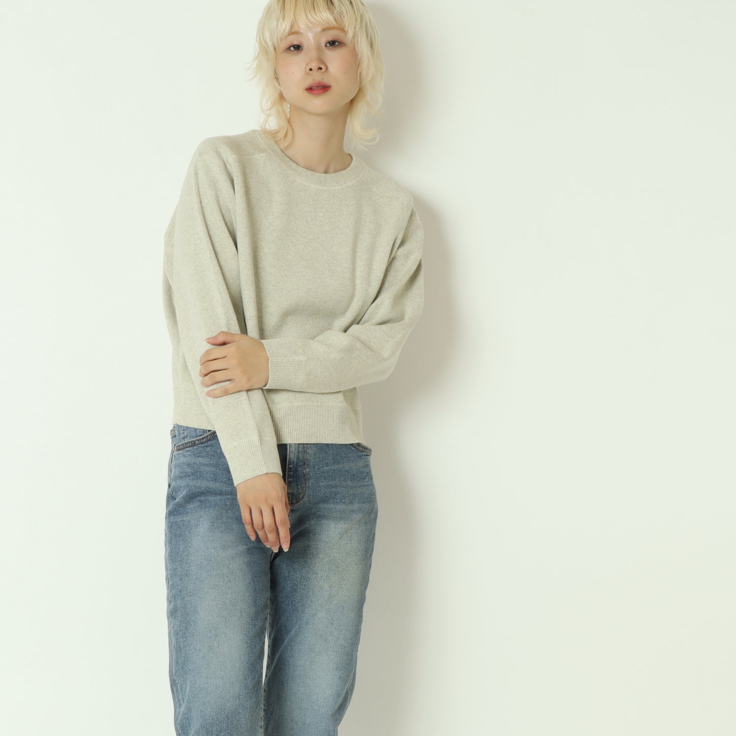 コットンカシミヤ混ニット  95195