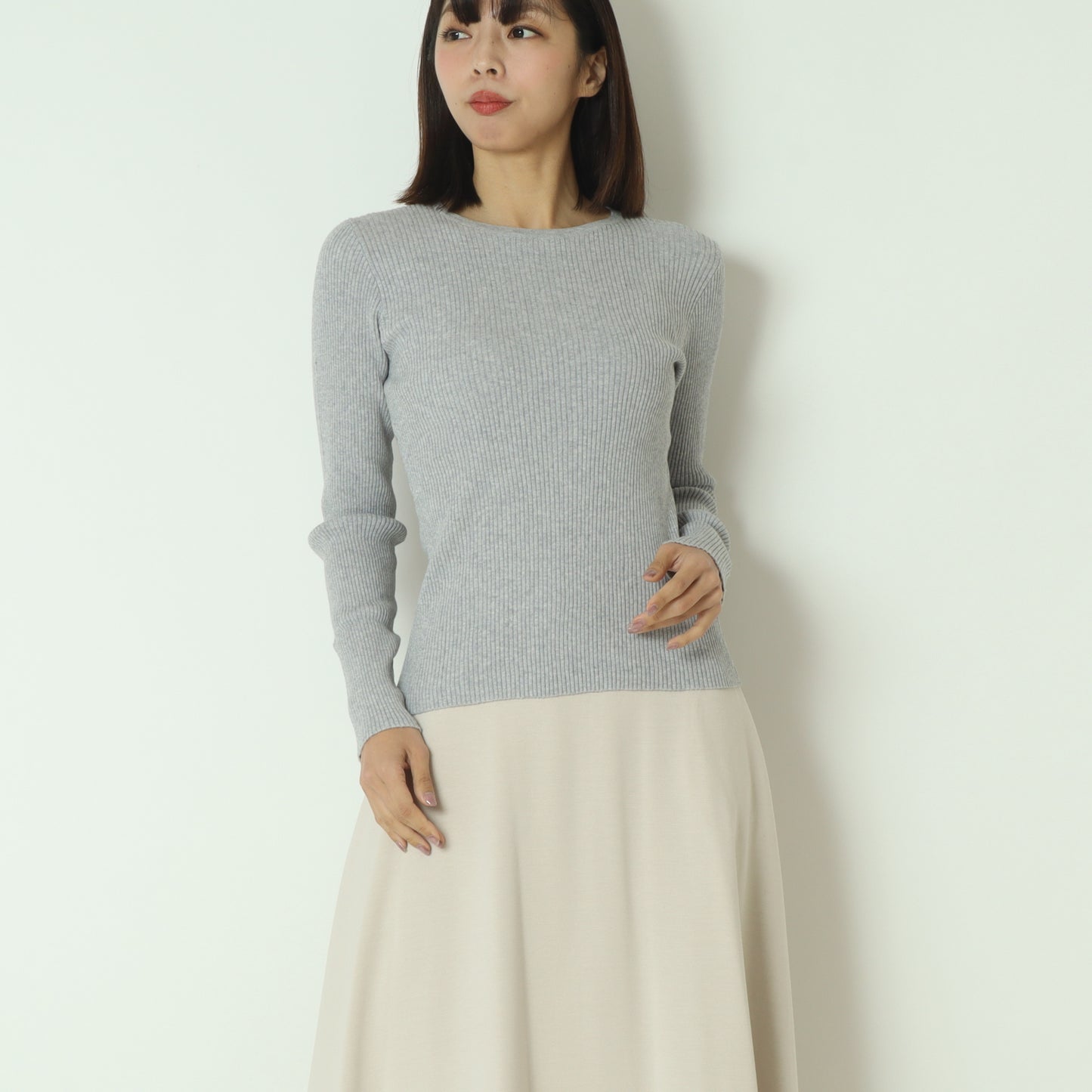 カシミヤ混リブニット  70810