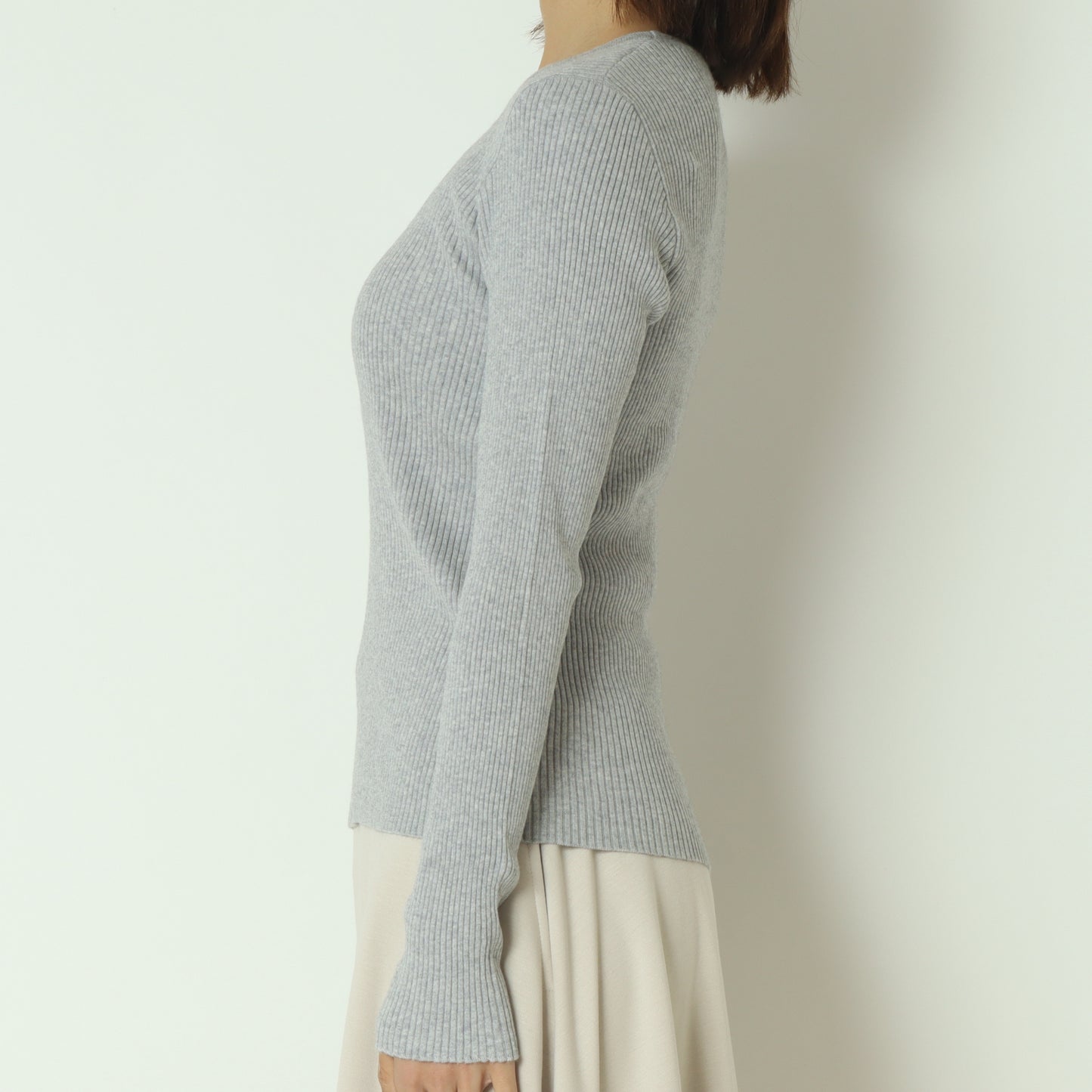 カシミヤ混リブニット  70810