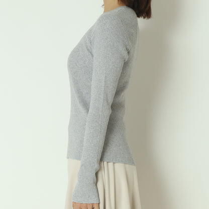 カシミヤ混リブニット  70810