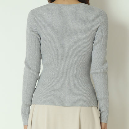 カシミヤ混リブニット  70810