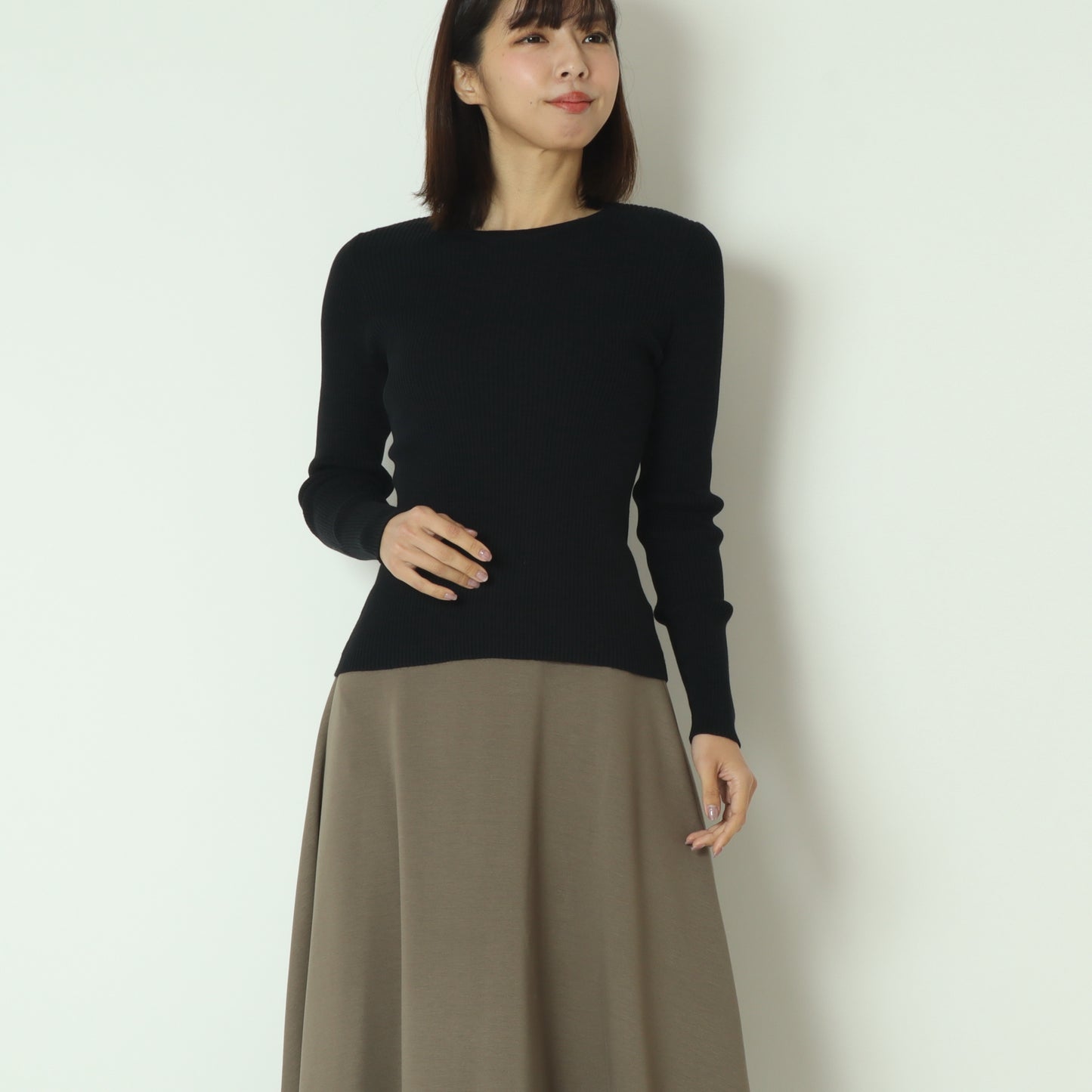 カシミヤ混リブニット  70810