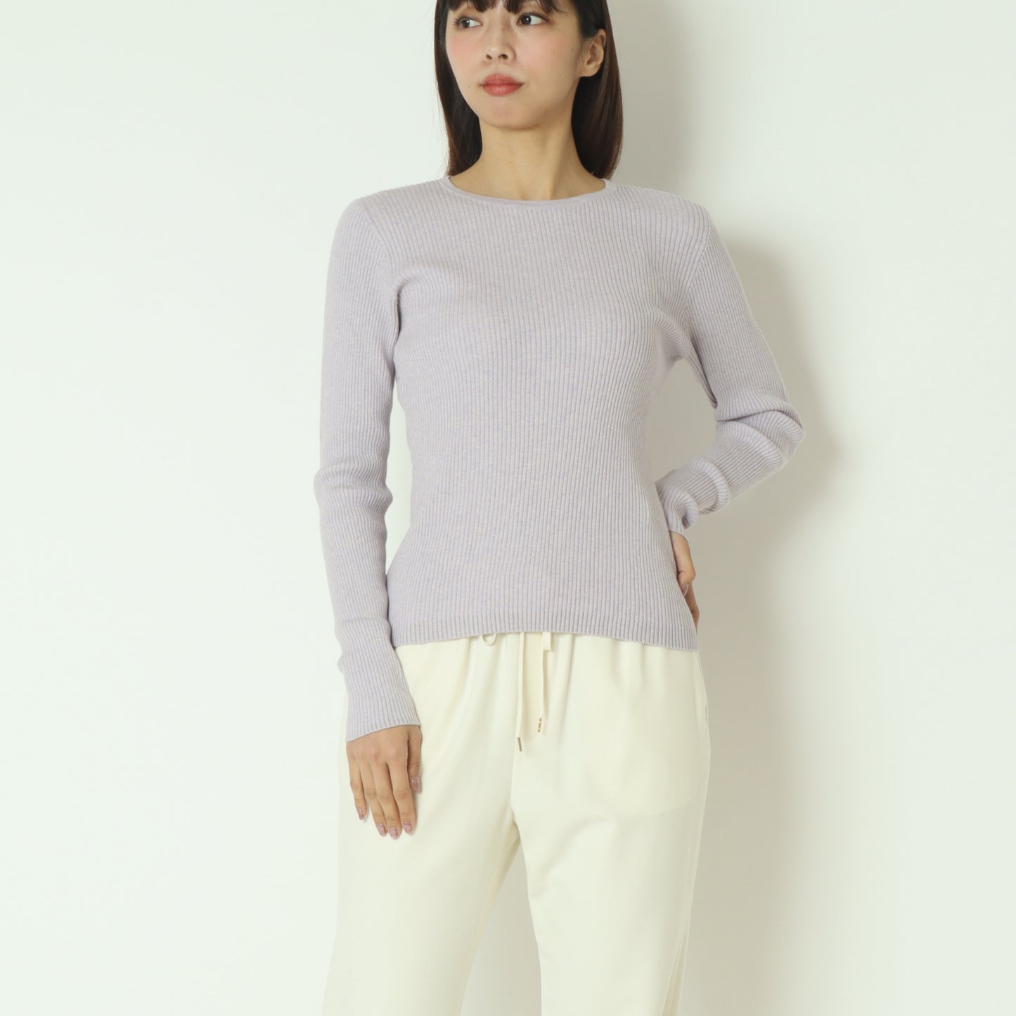 カシミヤ混リブニット  70810