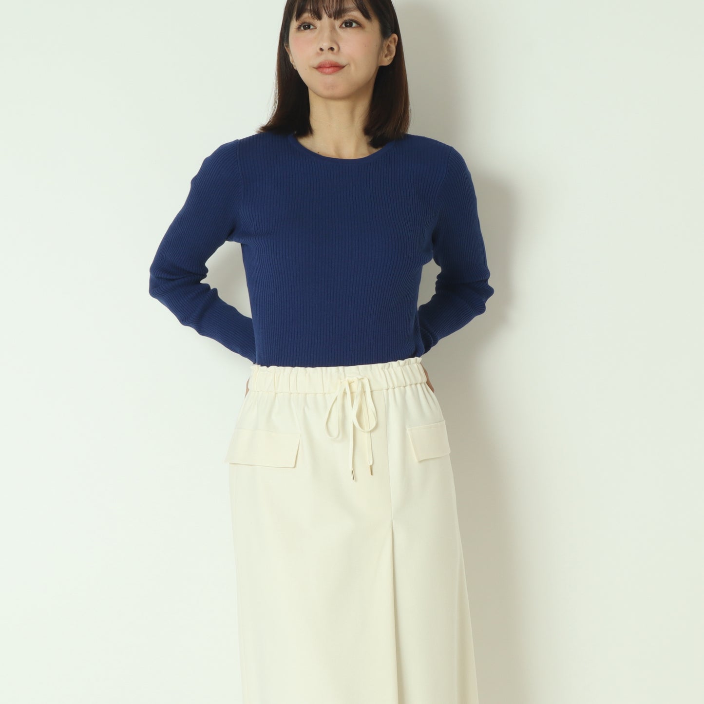 カシミヤ混リブニット  70810