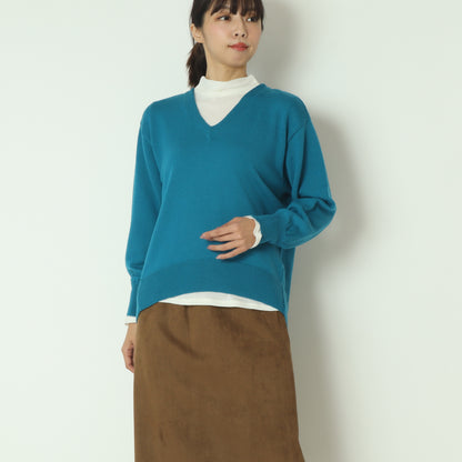 Vネックウールニットセーター 57143