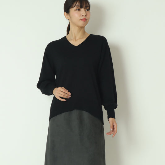 Vネックウールニットセーター 57143