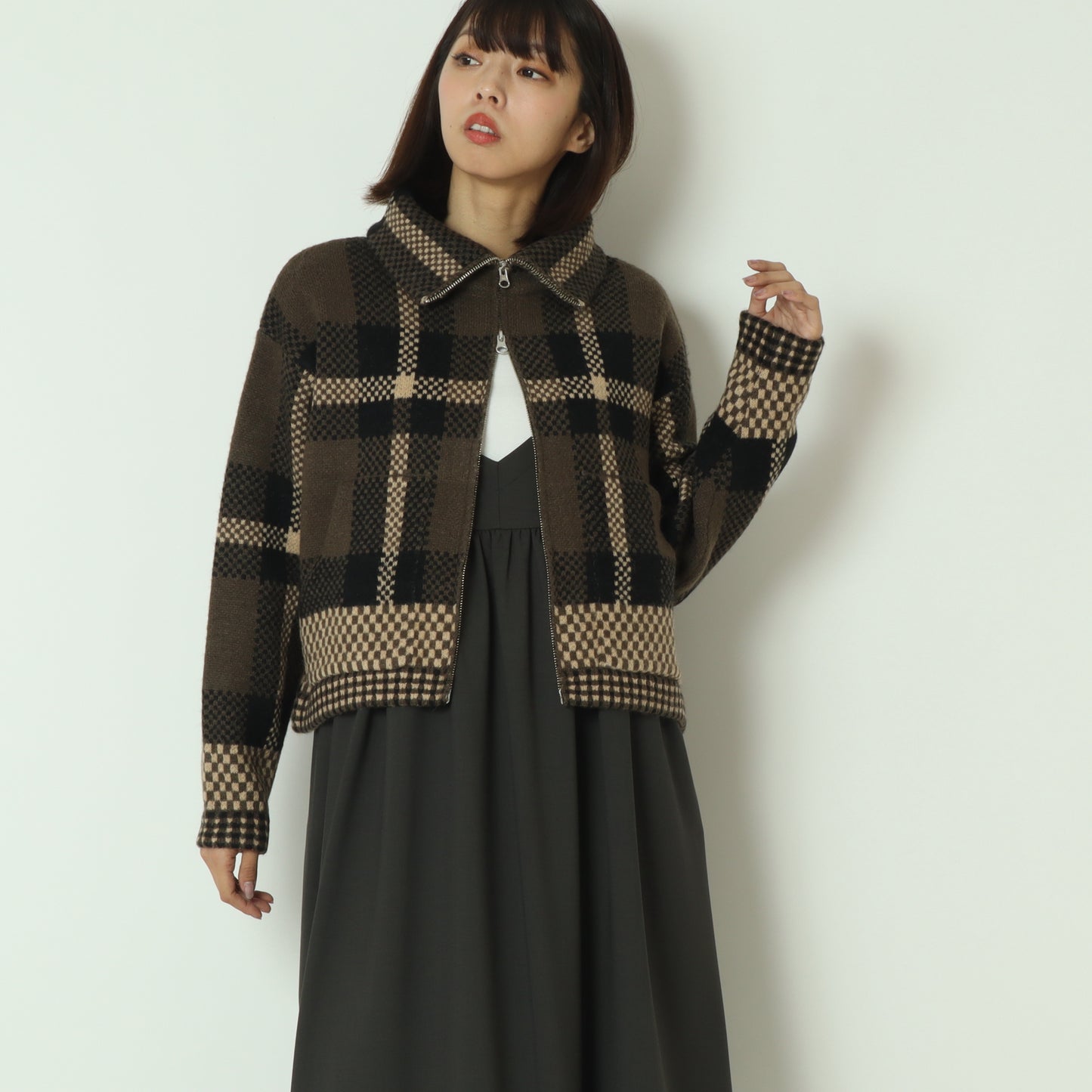 ジャガードニットブルゾン  MGKN-25130-A