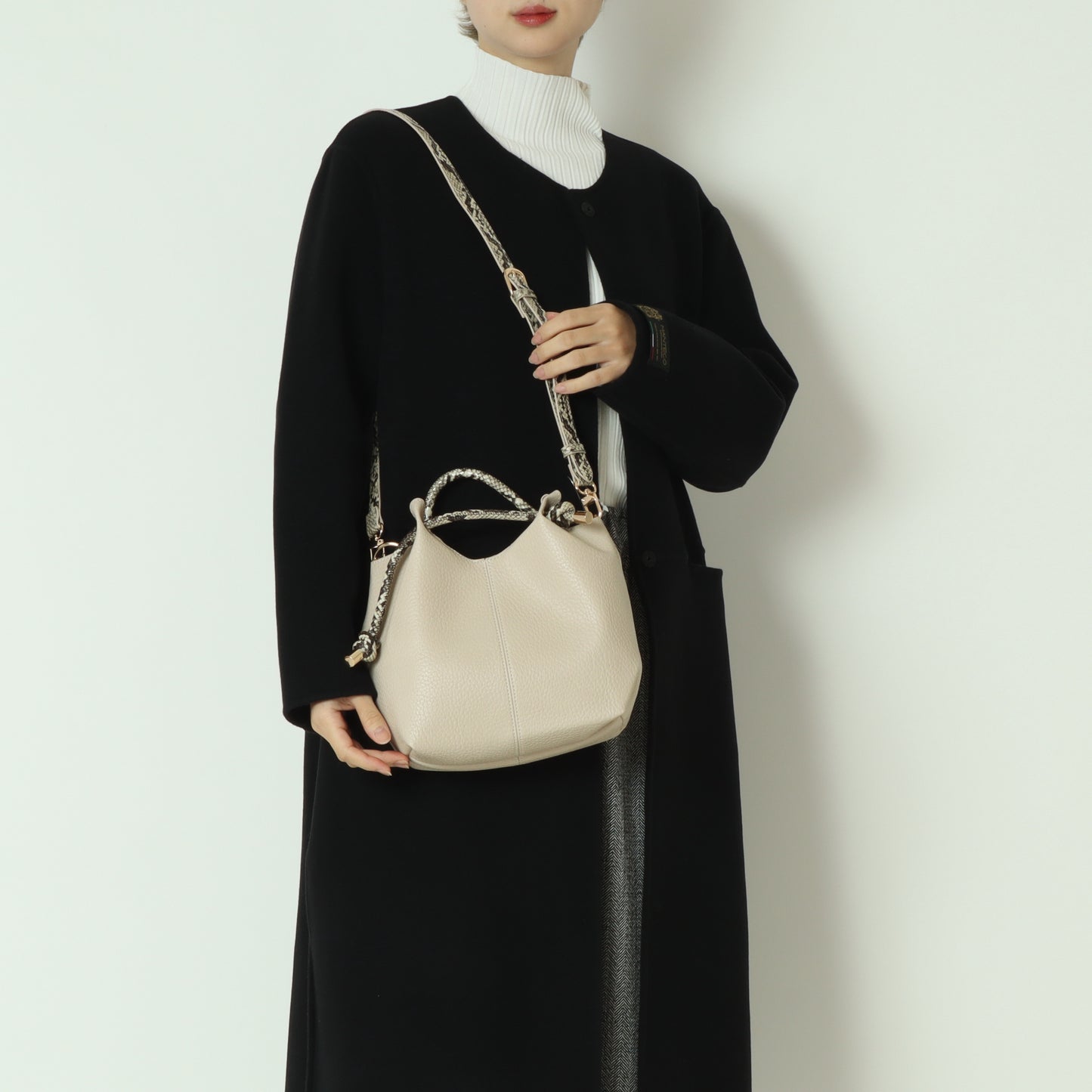 ポーチ付きノットハンドル2wayシボトート  100004200