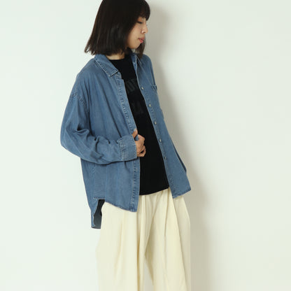 バックボタンテンセルデニムシャツ  712704
