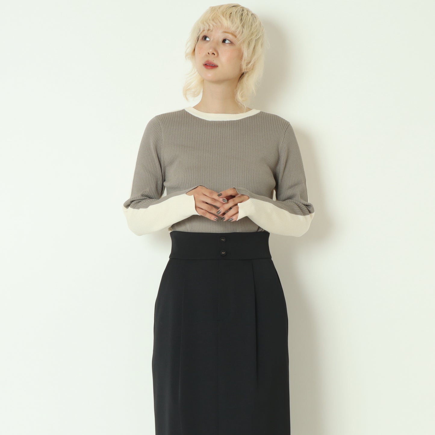 前後2WAY配色リブニット  256704