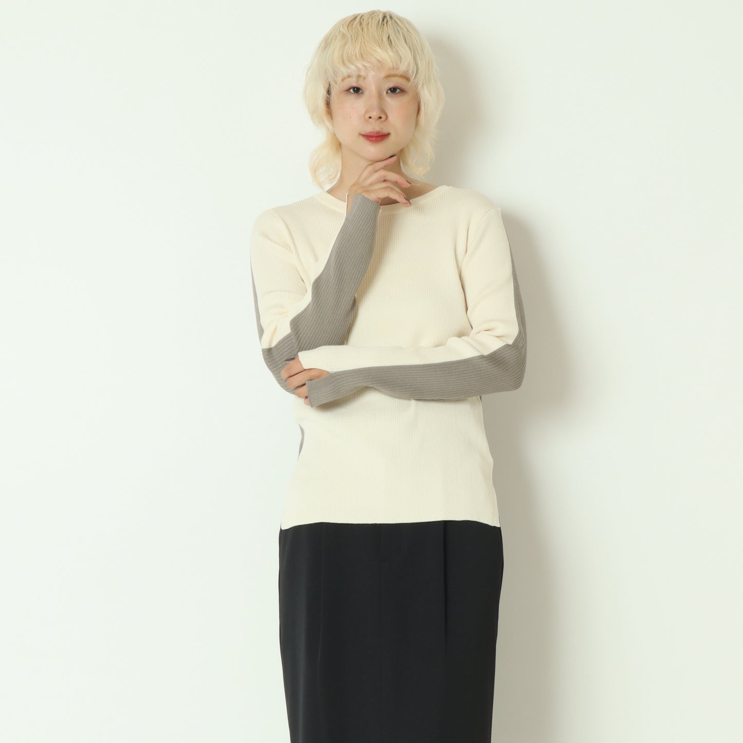 前後2WAY配色リブニット  256704